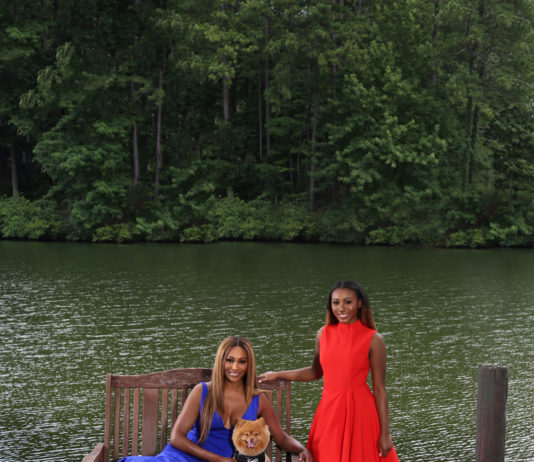 On Cynthia, Jovani. On Noelle, Solace London. Both courtesy of Tootsies. On Bailey, Dogo Designs, courtesy of Bark Fifth Ave.